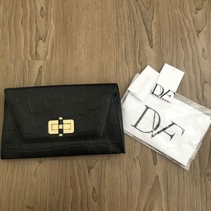 Diane Von Furstenberg Croc Effect Emb Clutch